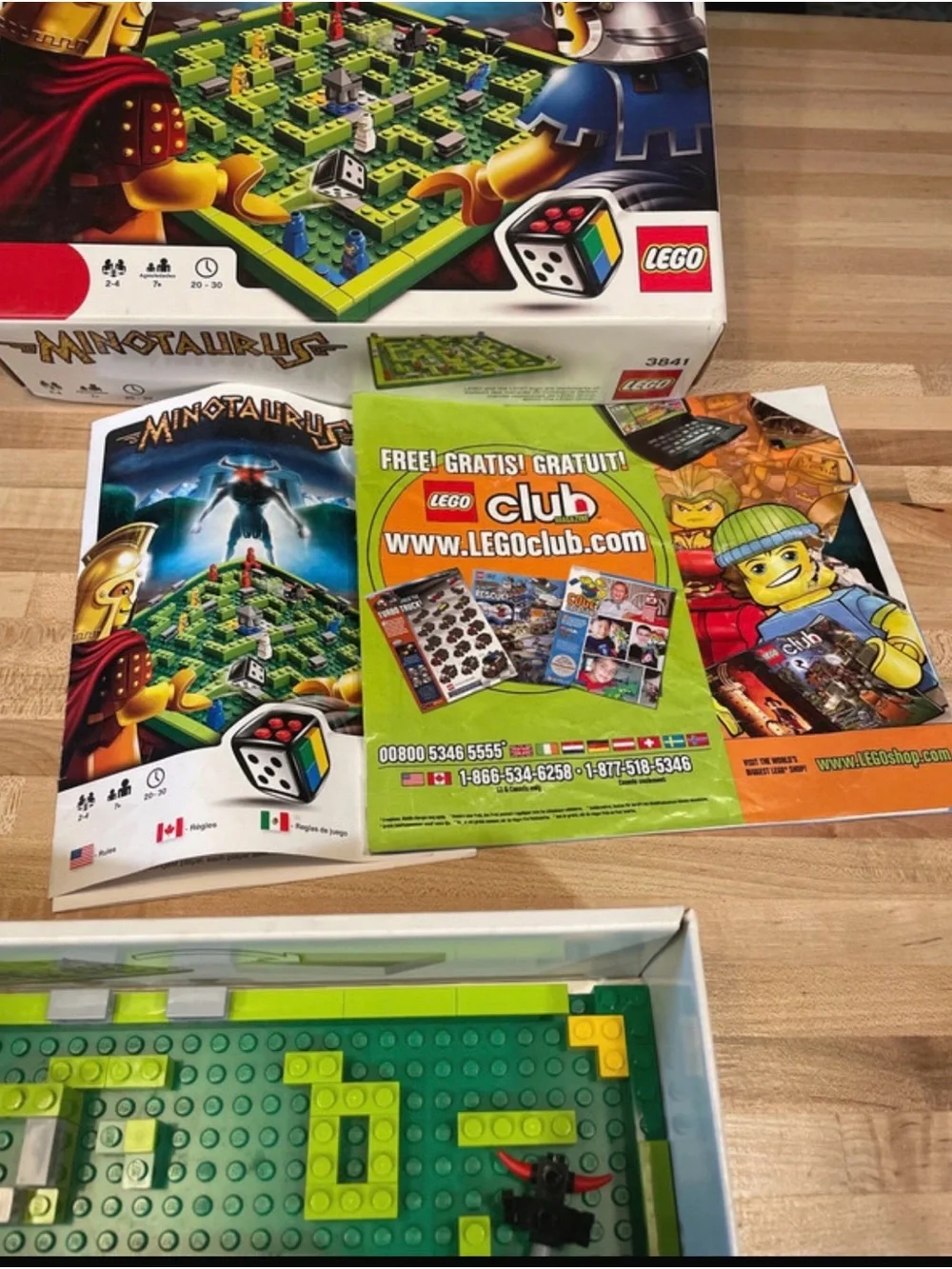 Lego Minotaurus Board Game Box with Green, Blue, Red, Yellow and Gold Artwork